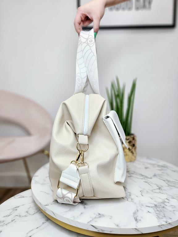 HIT shopperka z kolekcji seven senses EGO w kolorze beżowym z białą kieszonką zdjęcie 2