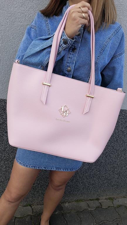 Klasyczna duża shopperka Laura Biaggi w kolorze jasno różowym zdjęcie 1