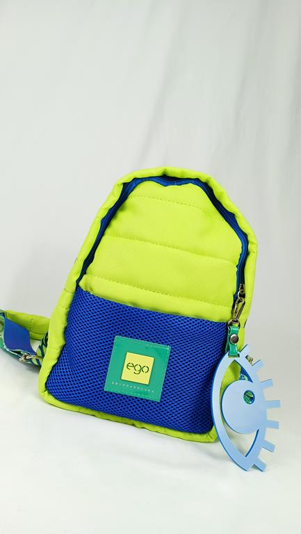 Plecak EGO w kolorze limonkowym z granatową kieszonką zdjęcie 1