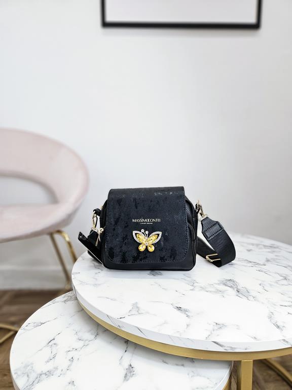 HIT piękna torebka motyl Massimo Contti w kolorze czarnym z klapką z efektem dubaj zdjęcie 1
