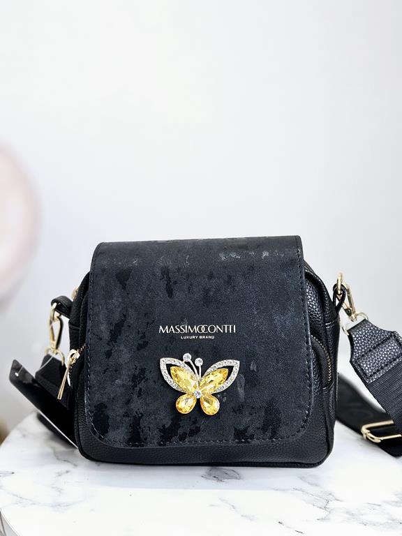 HIT piękna torebka motyl Massimo Contti w kolorze czarnym z klapką z efektem dubaj zdjęcie 2