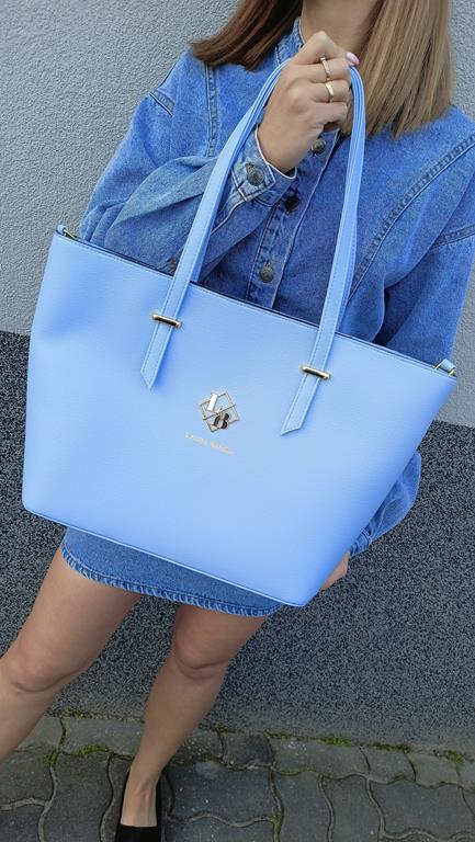Klasyczna duża shopperka Laura Biaggi w kolorze błękitnym zdjęcie 1