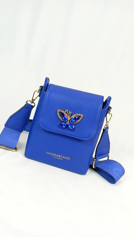 Śliczna mała torebka Massimo Contti z motylem w kolorze kobaltowym zdjęcie 2