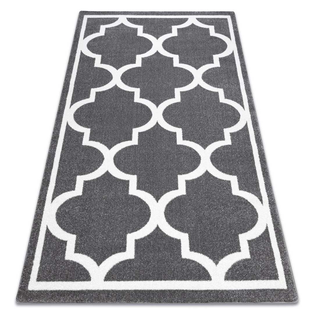 Šedý orientální koberec do obývacího pokoje s bílým marockým jetelem - Dywany Łuszczów obrázek 2