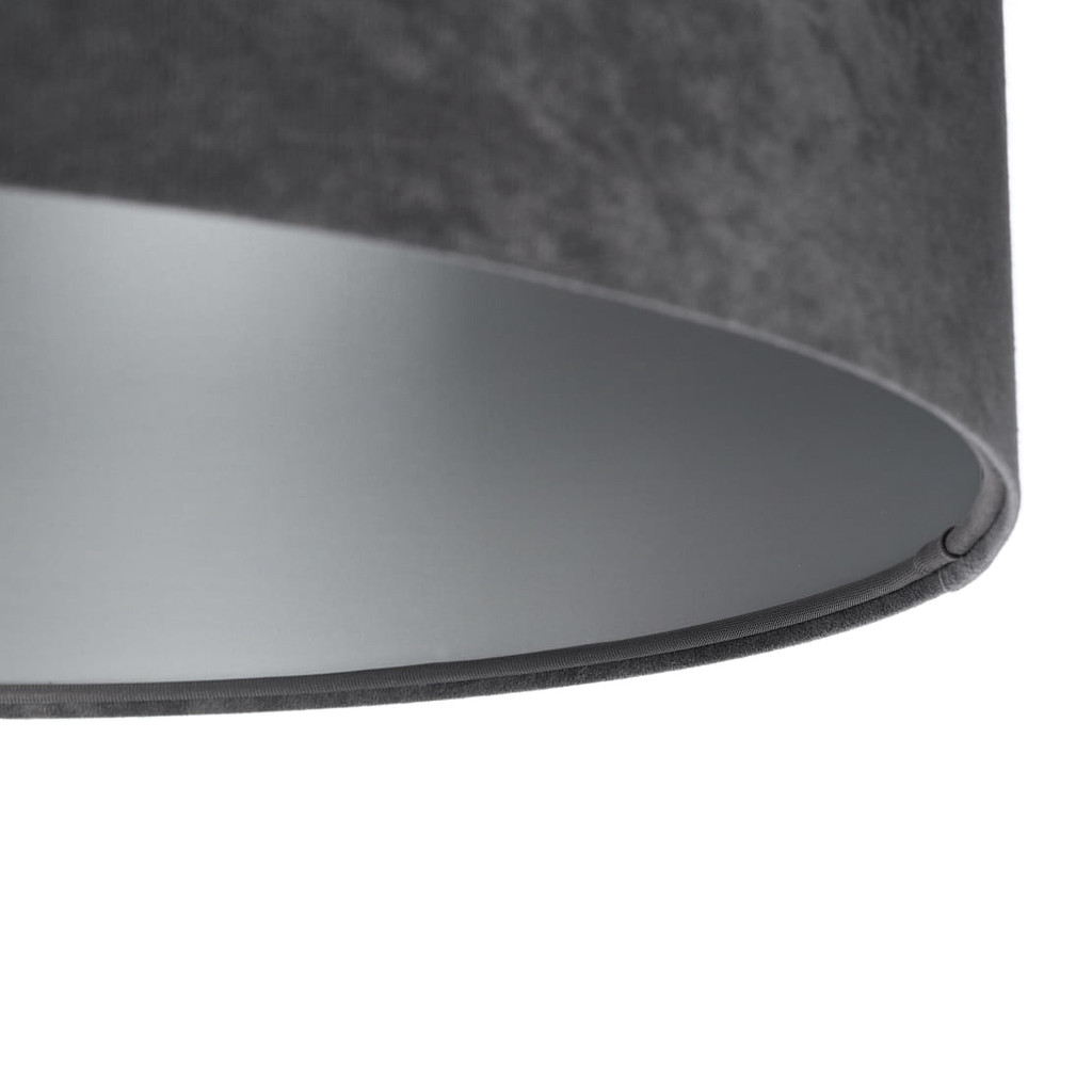 Tmavě šedá závěsná lampa, velurová, s válcovým stínidlem se stříbrným vnitřkem GRAFIT - BPS Koncept obrázek 4