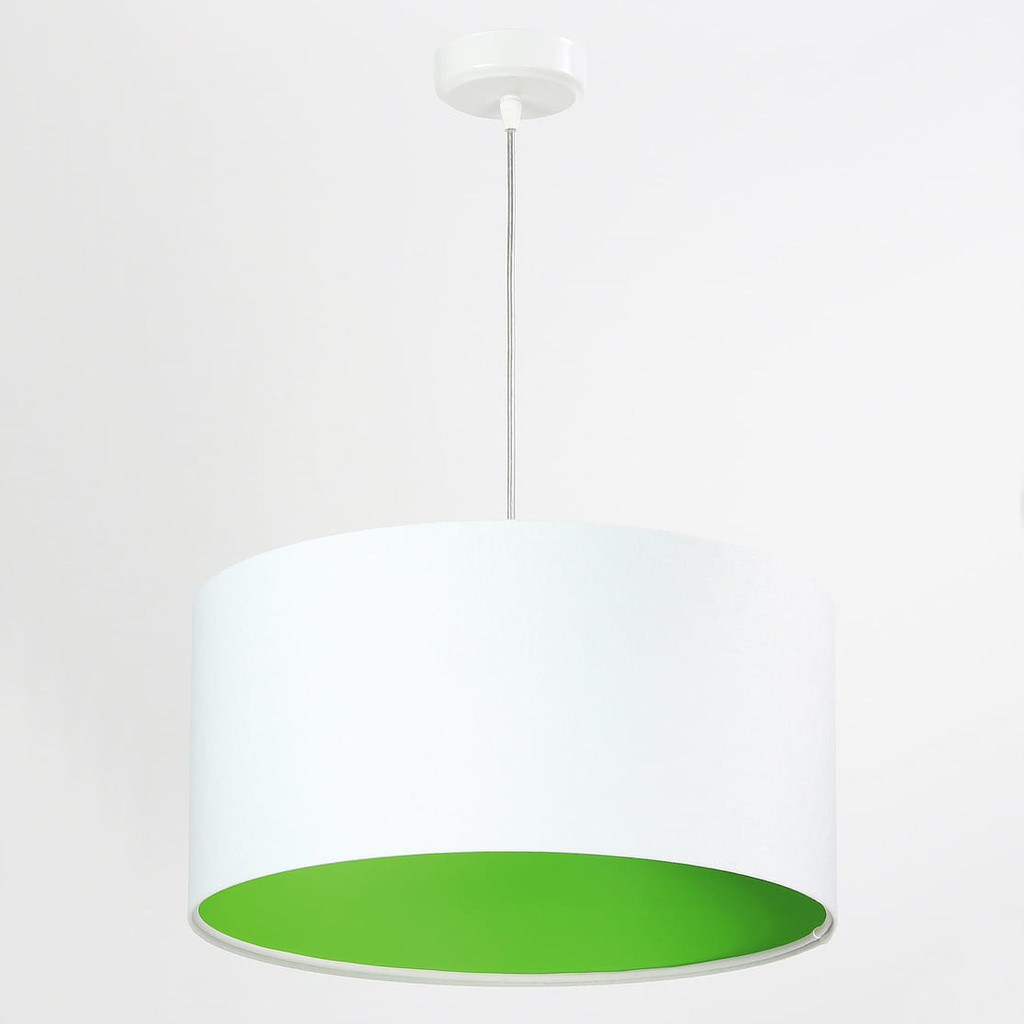 Biało-zielona, walcowa lampa wisząca z abażurem, welurowa LILIA - BPS Koncept zdjęcie 3
