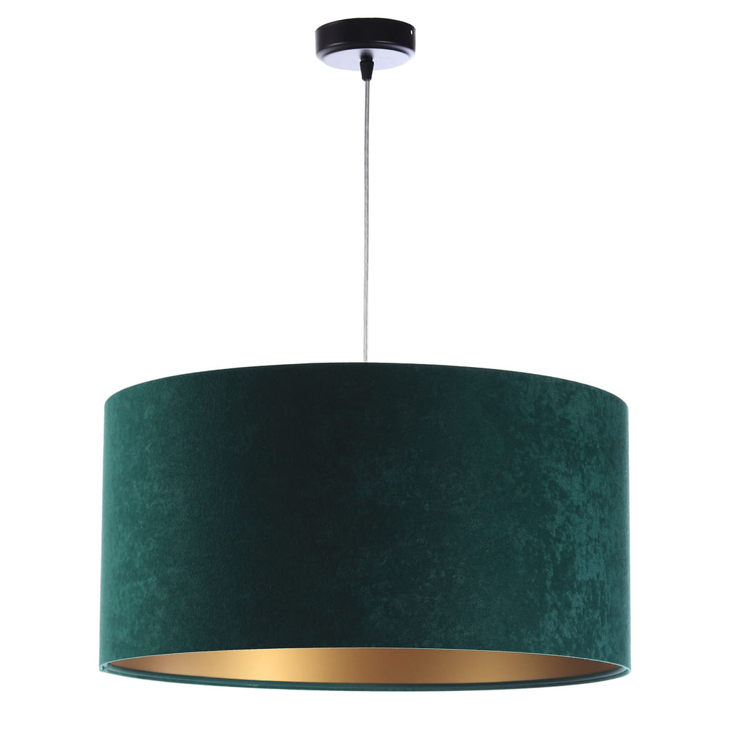 Zeleno-zlatá závesná lampa OLYMPIA s valcovým velúrovým tienidlom - BPS Koncept obrázok 3