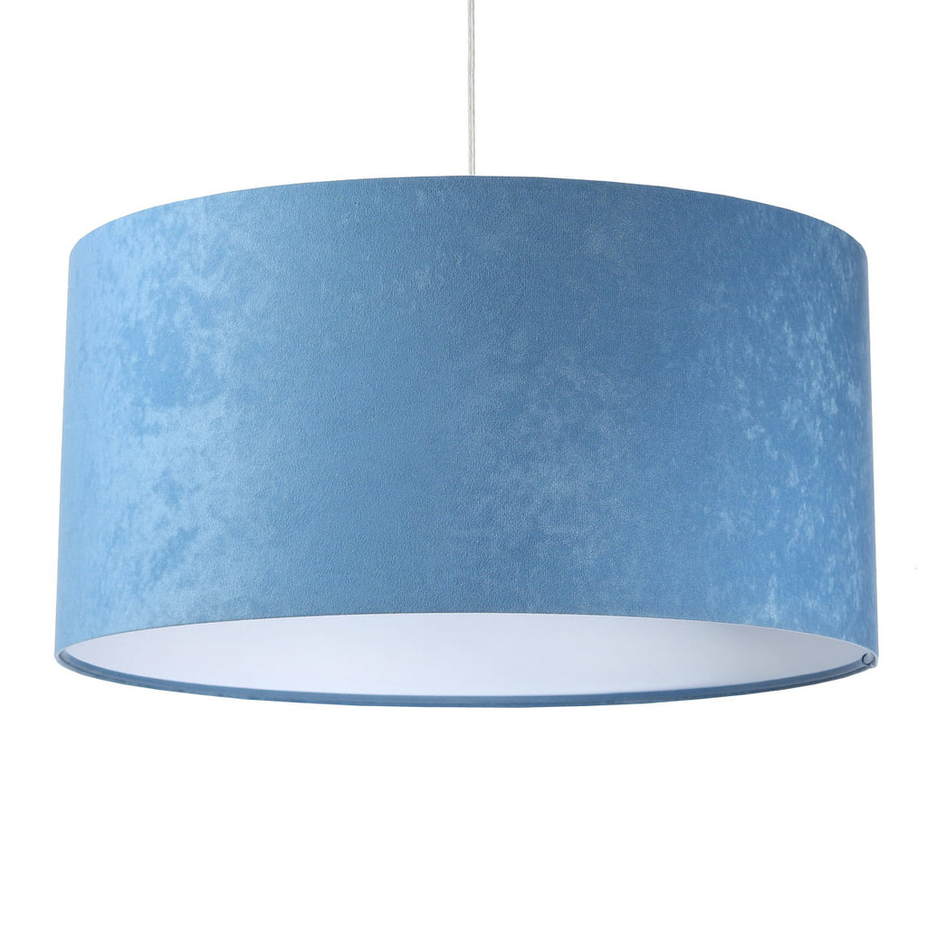Modro-biela závesná lampa ANGARIKA s velúrovým tienidlom v tvare valca - BPS Koncept obrázok 1
