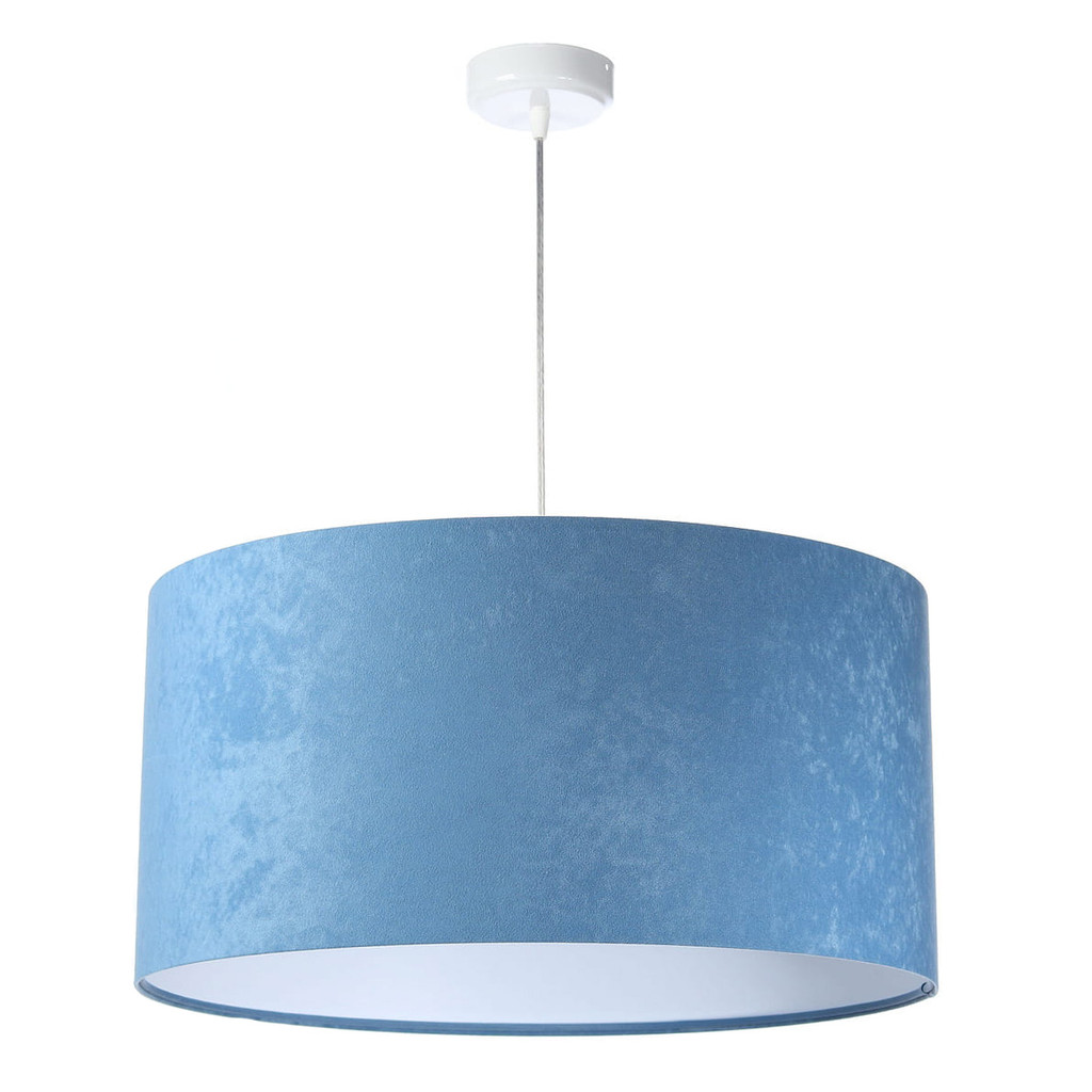 Modro-bílé závěsné svítidlo s velurovým stínidlem ve tvaru válce ANGARIKA - BPS Koncept obrázek 3