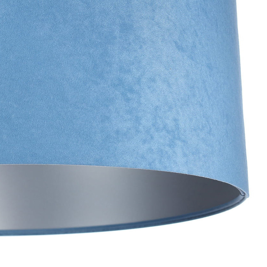 Modro-strieborná závesná lampa ANGARIKA s abažúrom, tienidlom z velúru, valcová - BPS Koncept obrázok 4