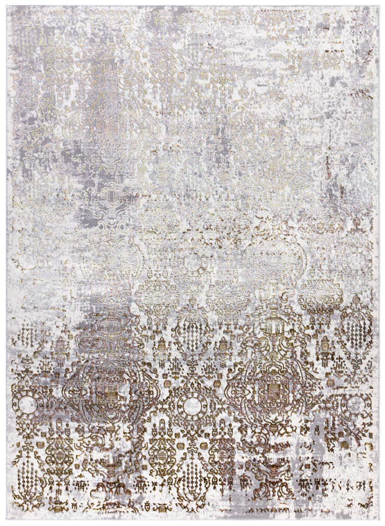 Zlato-šedo-krémový elegantní koberec s vintage efektem opotřebení DE LUXE s marockým vzorem - Dywany Łuszczów obrázek 1
