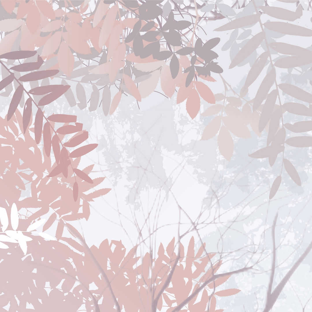 Pastelová tapeta v béžových tónech, začarovaný les s kapradinami, ptáky a motýly - Dekoori obrázek 3
