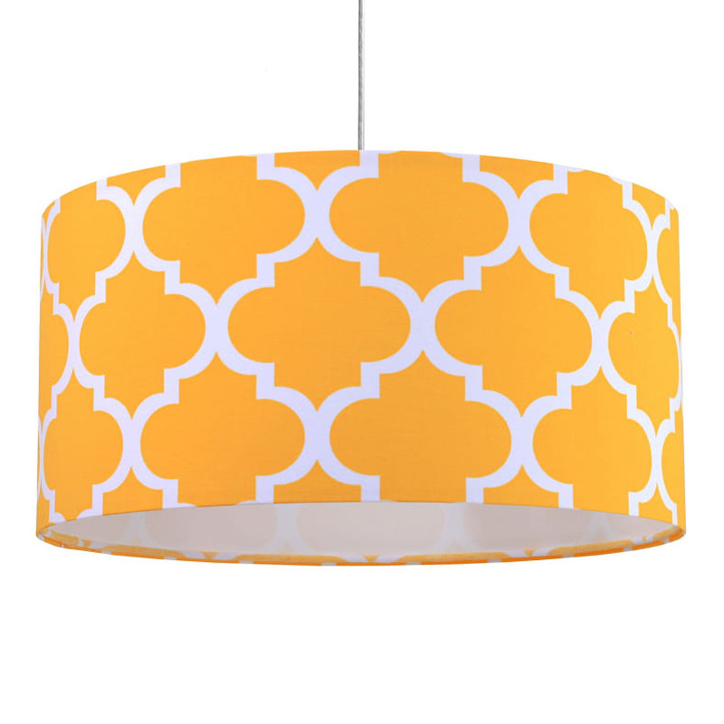 Žlto-biela závesná lampa MAROKO s velúrovým tienidlom so vzorom marockej ďateliny - BPS Koncept obrázok 1