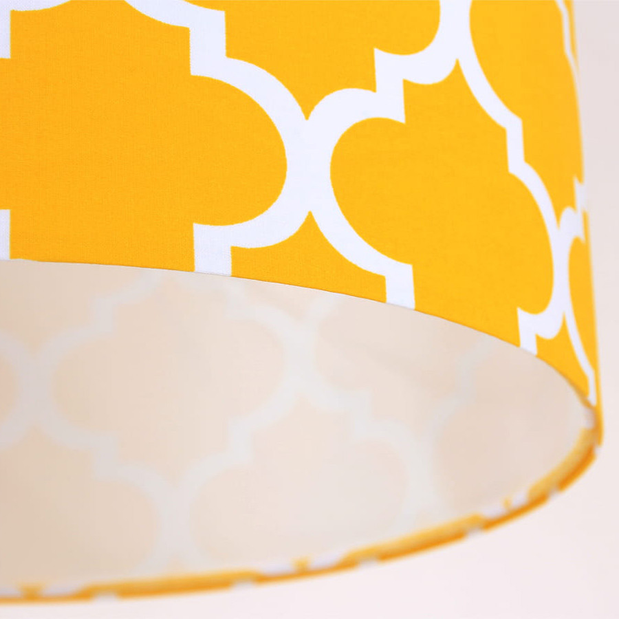 Žlto-biela závesná lampa MAROKO s velúrovým tienidlom so vzorom marockej ďateliny - BPS Koncept obrázok 4