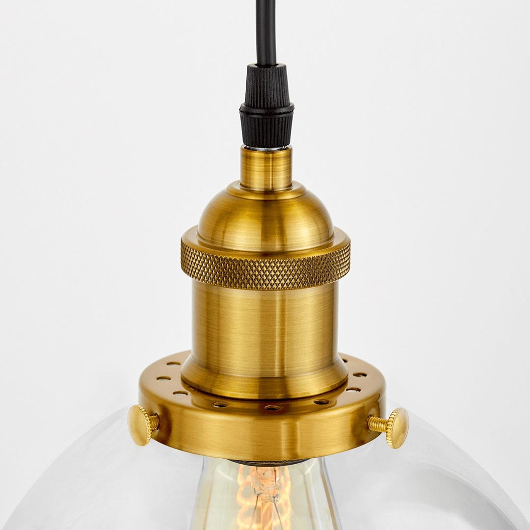 Szklana, loftowa lampa wisząca w mosiężnej oprawie NAVARRO - Lumina Deco zdjęcie 4