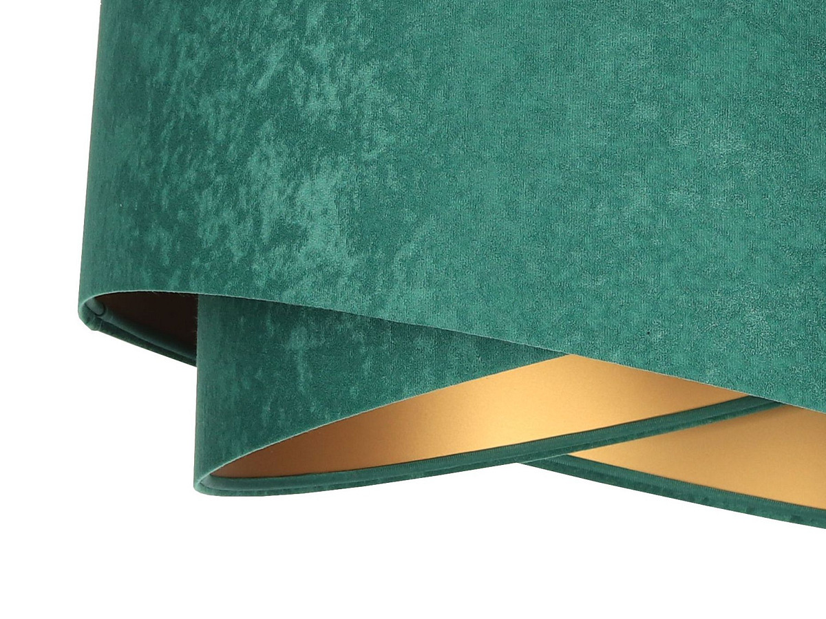 Zelená velúrová závesná lampa s asymetrickým tienidlom, abažúrom so zlatým vnútrajškom RUBÍN - BPS Koncept obrázok 4