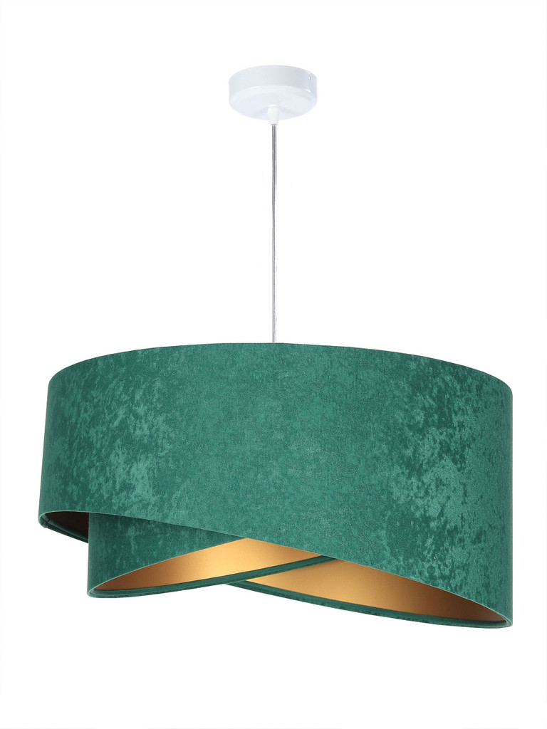 Zelená závěsná lampa, velurová, s asymetrickým stínidlem se zlatým vnitřkem RUBIN - BPS Koncept obrázek 2