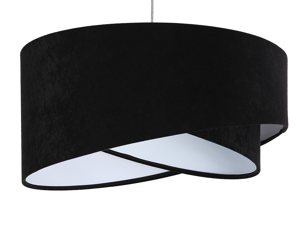 Černo-bílá závěsná lampa asymetrického tvaru s velurovým stínidlem VIVIANA - BPS Koncept obrázek 1