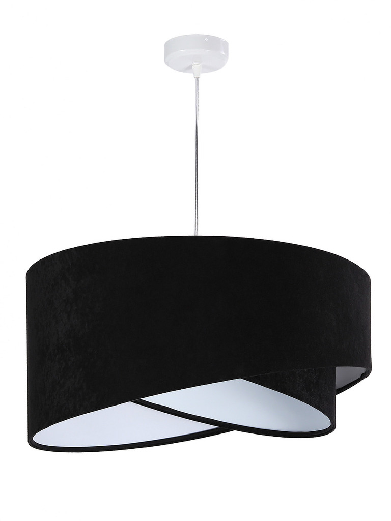 Černo-bílá závěsná lampa asymetrického tvaru s velurovým stínidlem VIVIANA - BPS Koncept obrázek 2