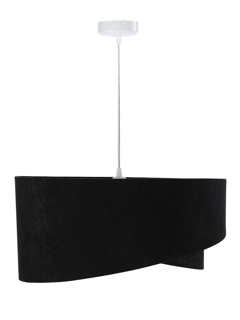Černo-bílá závěsná lampa asymetrického tvaru s velurovým stínidlem VIVIANA - BPS Koncept obrázek 3