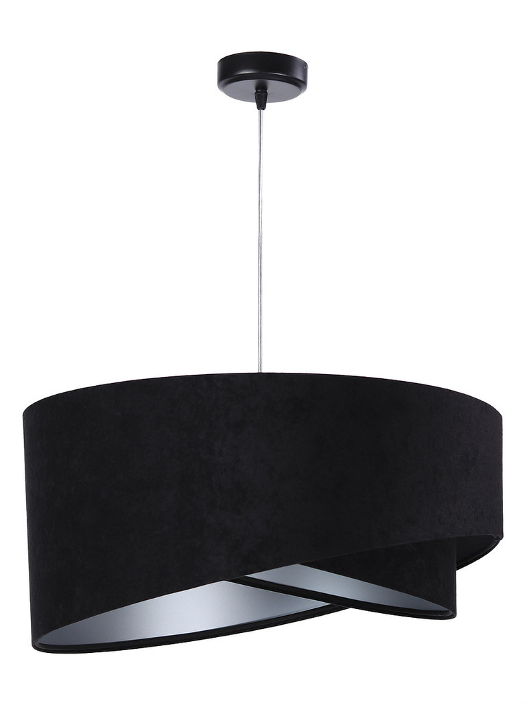 Čierna závesná lampa s velúrovým abažúrom, tienidlom so strieborným vnútrajškom, asymetria DONNA - BPS Koncept obrázok 3