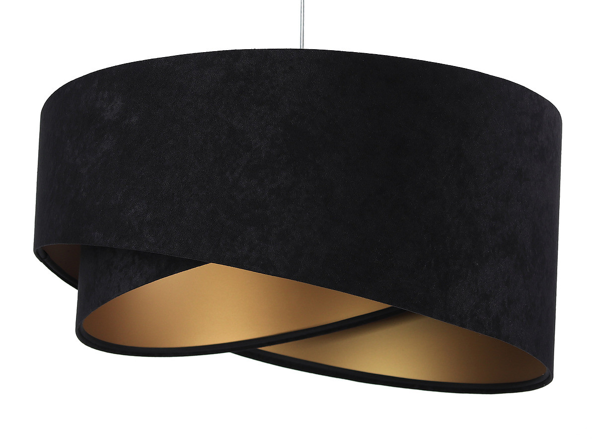 Čierna závesná lampa s asymetrickým abažúrom, tienidlom so zlatým vnútrajškom EMI - BPS Koncept obrázok 1