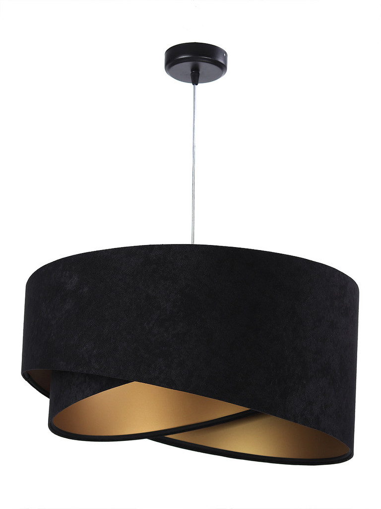 Czarna lampa wisząca z asymetrycznym kloszem ze złotym wnętrzem EMI - BPS Koncept zdjęcie 3
