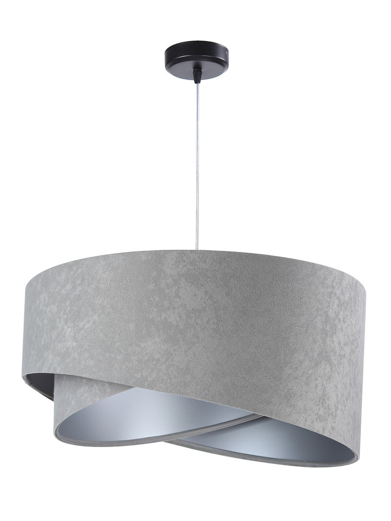 Sivá asymetrická závesná lampa s velúrovým tienidlom so strieborným vnútrajškom TAMI - BPS Koncept obrázok 3