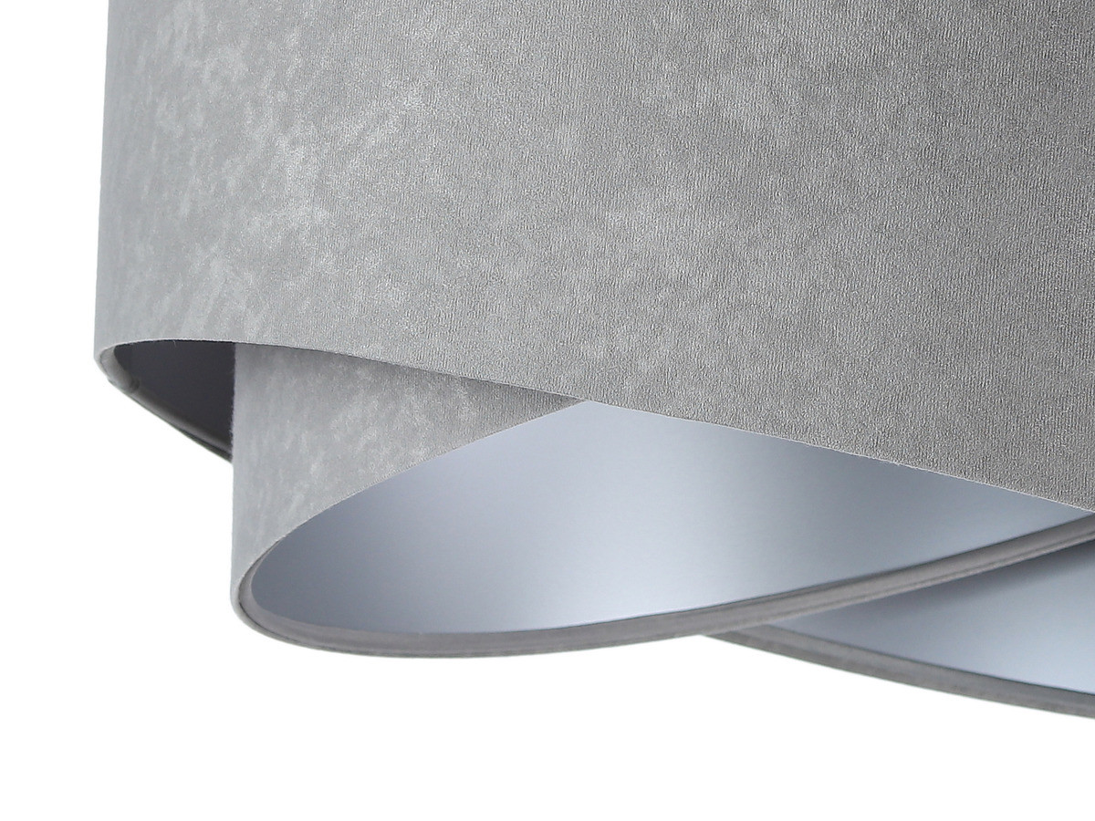 Sivá asymetrická závesná lampa s velúrovým tienidlom so strieborným vnútrajškom TAMI - BPS Koncept obrázok 4