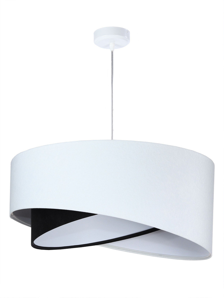 Bielo-čierna závesná lampa asymetrického tvaru s velúrovým tienidlom BALA - BPS Koncept obrázok 3
