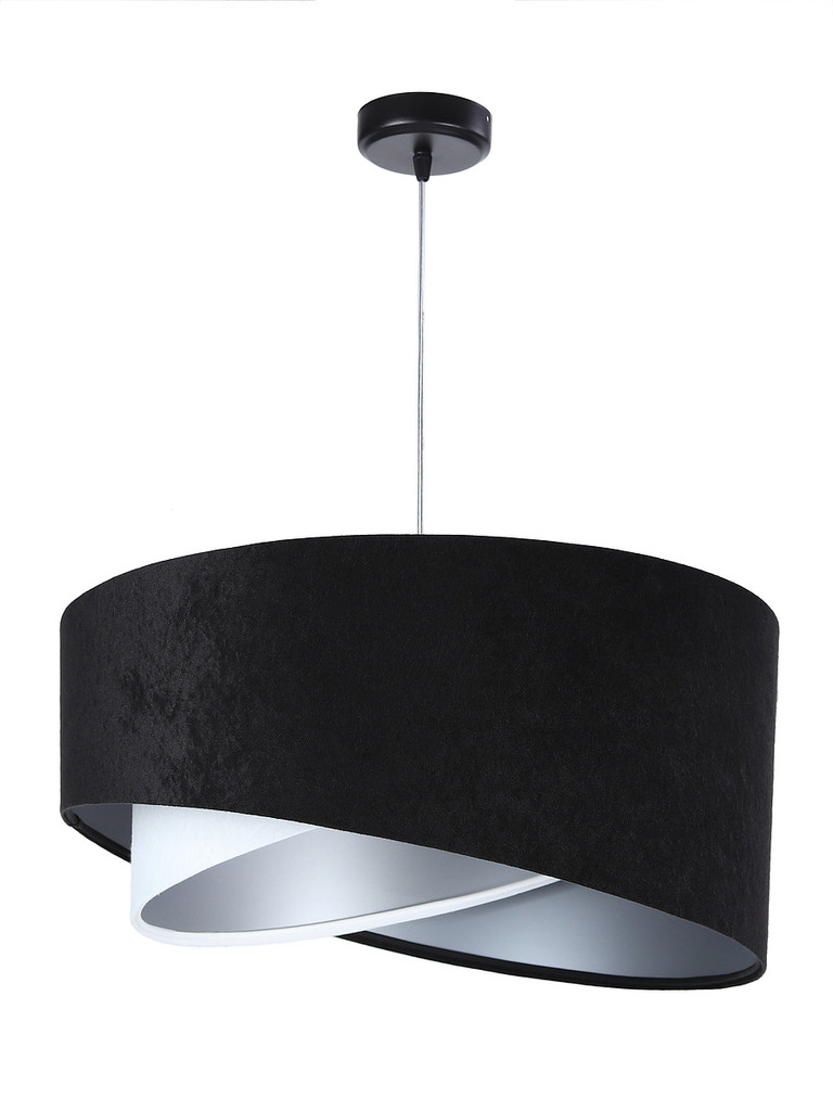 Czarno-biała lampa wisząca asymetria z welurowym abażurem ze srebrnym wnętrzem RIONA - BPS Koncept zdjęcie 3