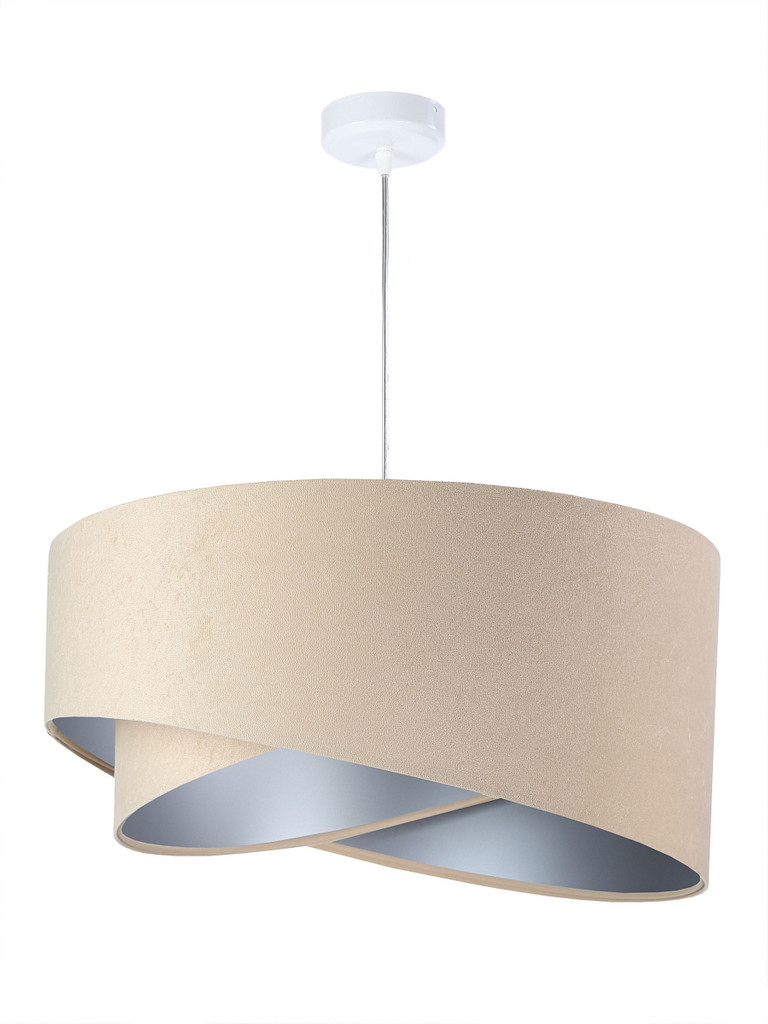 Béžovo-stříbrná závěsná lampa s asymetrickým velurovým stínidlem REANNA - BPS Koncept obrázek 3