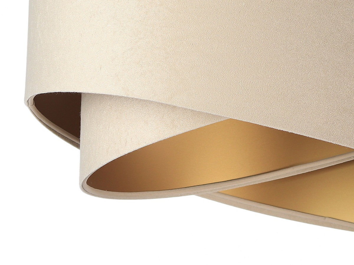 Beige pendant lamp with round asymmetrical velour lampshade with gold interior - SAMANTHA - BPS Koncept image 4