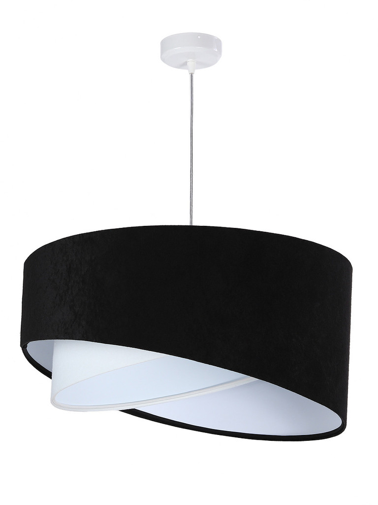 Czarno-biała lampa wisząca asymetria z welurowym abażurem z białym wnętrzem MIX - BPS Koncept zdjęcie 3