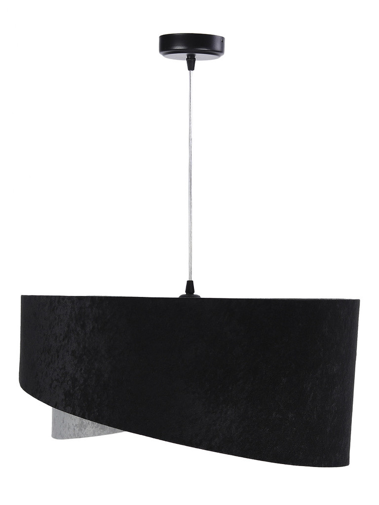 Czarno-szara lampa wisząca z welurowym, asymetrycznym kloszem z białym wnętrzem VANORA - BPS Koncept zdjęcie 3