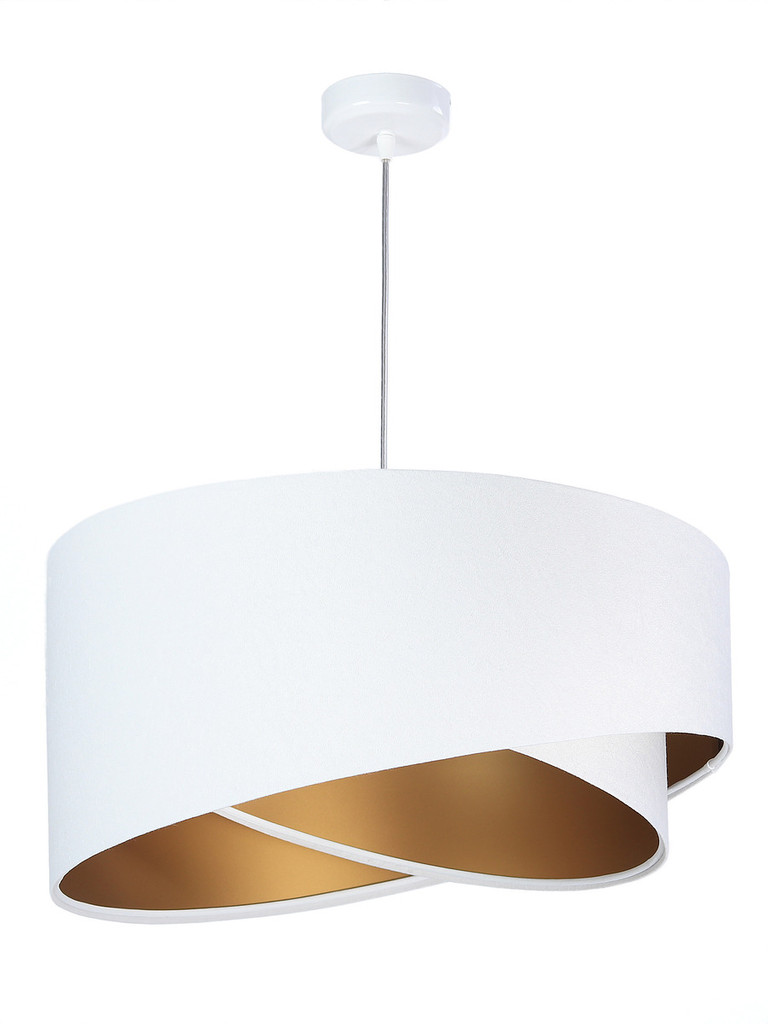 Biela závesná lampa s velúrovým tienidlom so zlatým vnútrom, asymetrická CHLOE - BPS Koncept obrázok 3