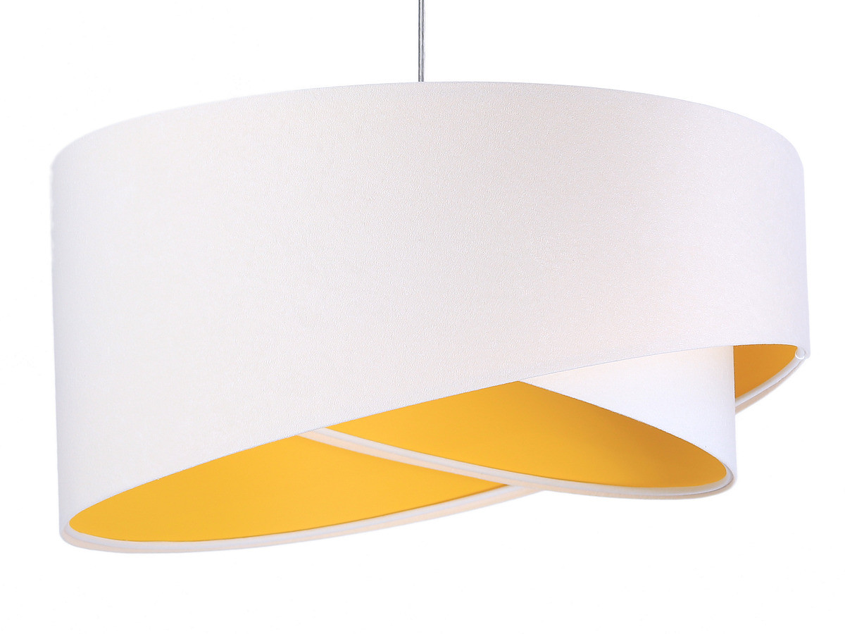 Biała lampa wisząca z welurowym, asymetrycznym kloszem z żółtym wnętrzem UNA - BPS Koncept zdjęcie 1