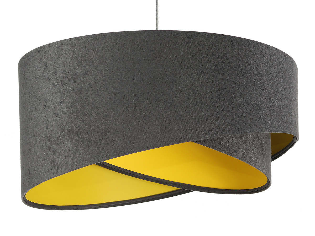 Grafitowa lampa wisząca z welurowym kloszem z żółtym wnętrzem, asymetryczna DUANA - BPS Koncept zdjęcie 1
