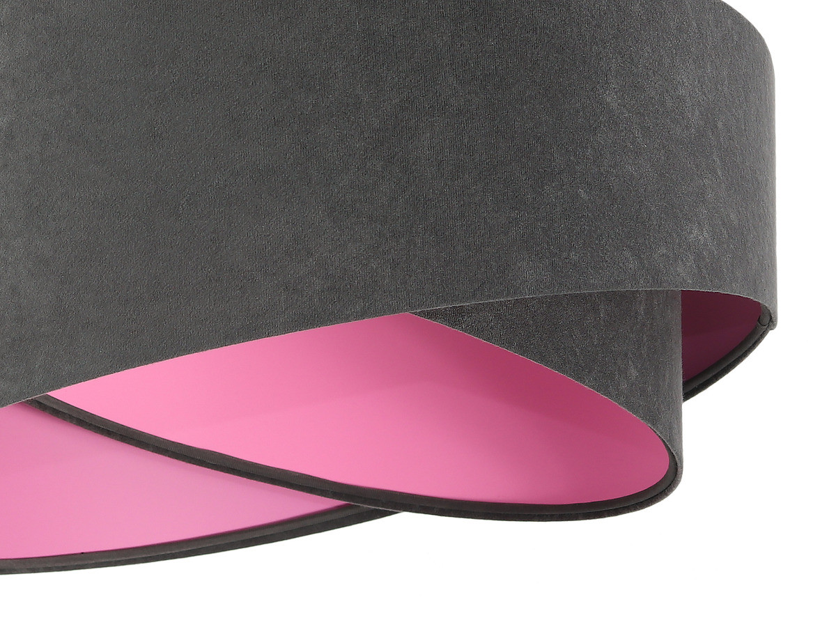Grafitowa lampa wisząca z asymetrycznym kloszem z weluru z różowym wnętrzem LAVENA - BPS Koncept zdjęcie 4