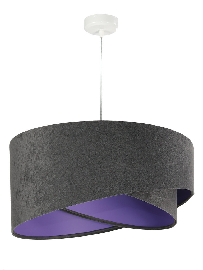 Grafitowa lampa wisząca asymetria z welurowym abażurem z fioletowym wnętrzem FENELLA - BPS Koncept zdjęcie 3