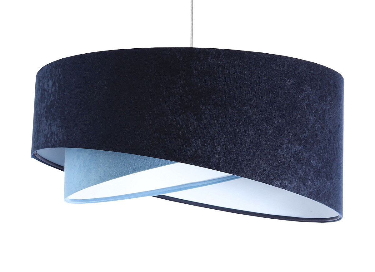 Navy blue and light blue pendant lamp with asymmetrical velour lampshade with white inside - LORES - BPS Koncept image 1