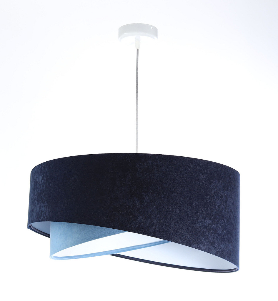 Navy blue and light blue pendant lamp with asymmetrical velour lampshade with white inside - LORES - BPS Koncept image 3