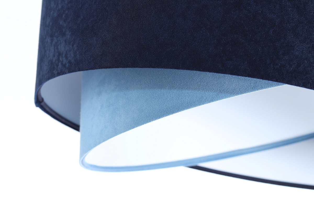 Navy blue and light blue pendant lamp with asymmetrical velour lampshade with white inside - LORES - BPS Koncept image 4