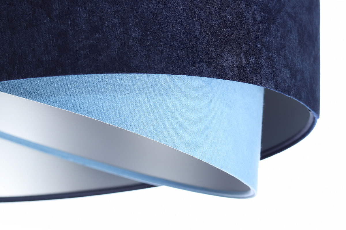 Závěsná lampa s asymetrickým velurovým stínidlem ve dvou odstínech modré se stříbrným vnitřkem LORES - BPS Koncept obrázek 4