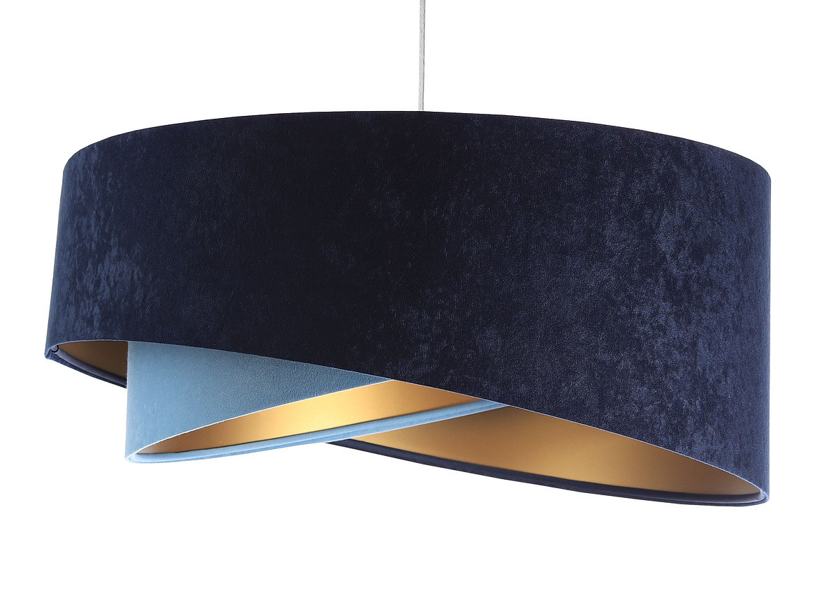 Závěsná lampa s asymetrickým velurovým stínidlem ve dvou odstínech modré se zlatým vnitřkem LORES - BPS Koncept obrázek 1