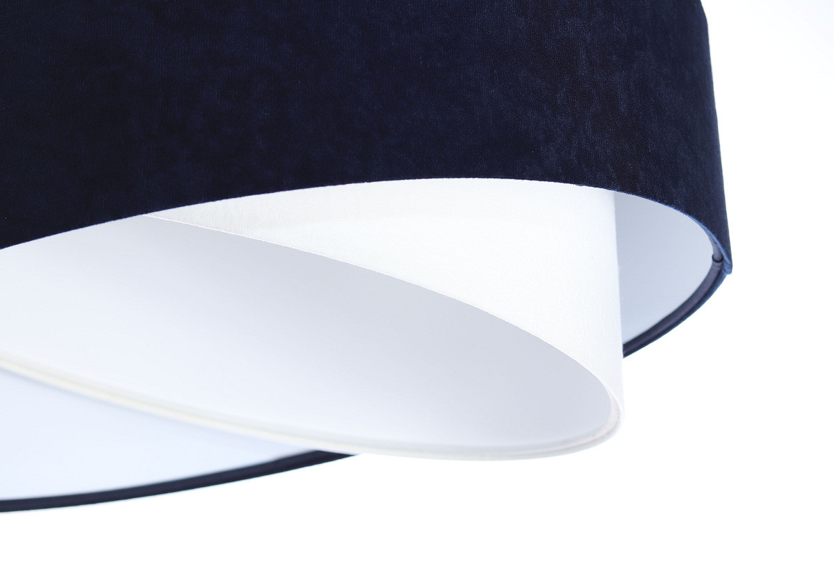 Granatowo-biała lampa wisząca z okrągłym, asymetrycznym kloszem z weluru z białym wnętrzem NESSA - BPS Koncept zdjęcie 4