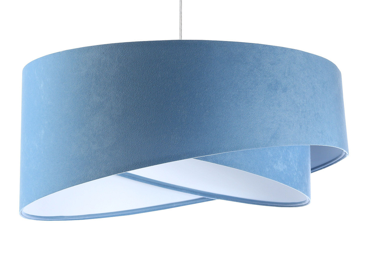 Modrá závesná lampa, velúrová s asymetrickým tienidlom, abažúrom s bielym vnútrajškom ALISON - BPS Koncept obrázok 1