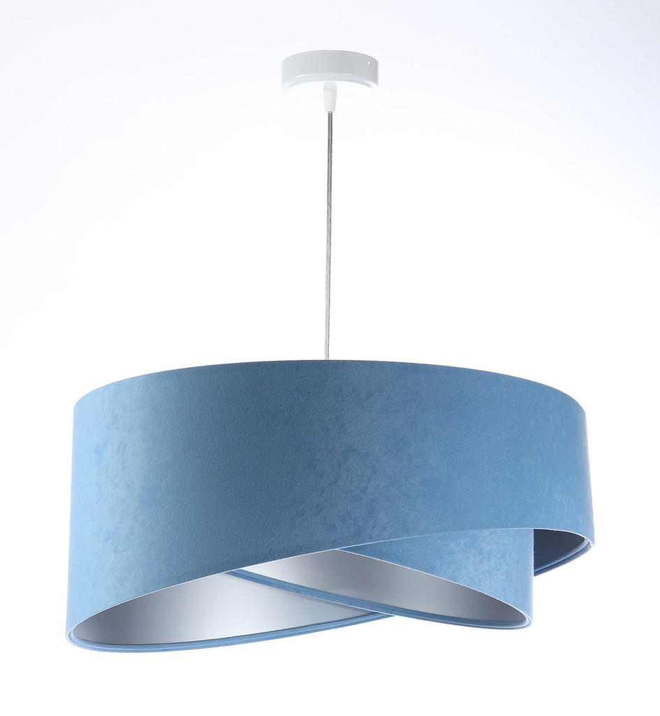 Modro-strieborná závesná lampa asymetrického tvaru s velúrovým abažúrom ALISON - BPS Koncept obrázok 3
