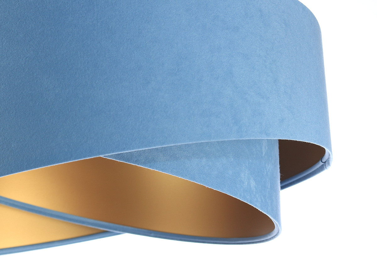 Modrá závesná lampa, s velúrovým tienidlom, abažúrom so zlatým vnútrajškom, asymetrická ALISON - BPS Koncept obrázok 4