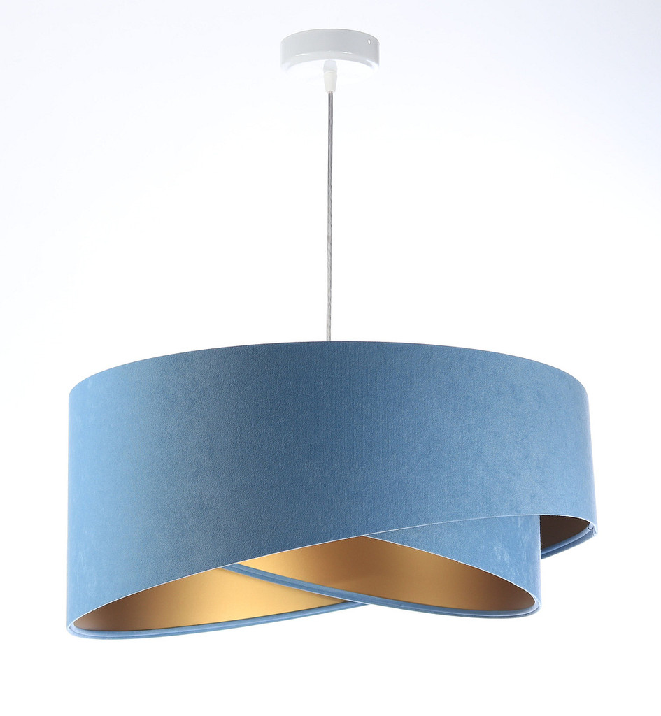 Modrá asymetrická závěsná lampa s velurovým stínidlem se zlatým vnitřkem ALISON - BPS Koncept obrázek 3